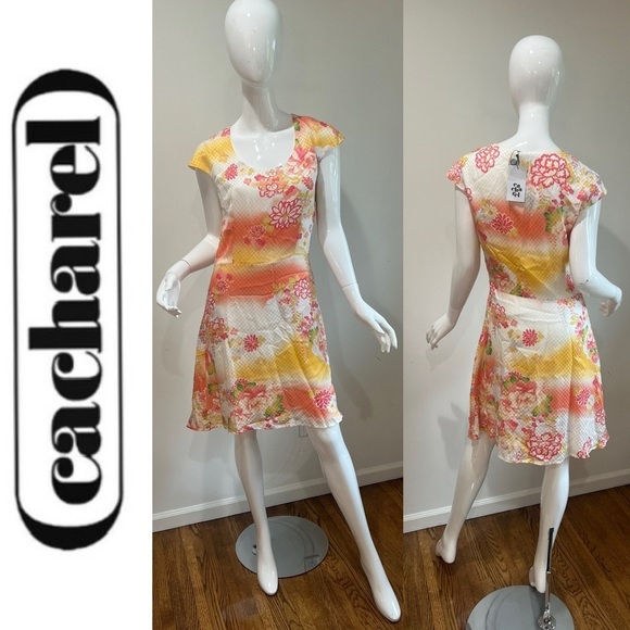 NWT Cacharel Silk Floral Dress - Picture 1 of 10
